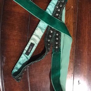 J Crew green velvet beaded belt